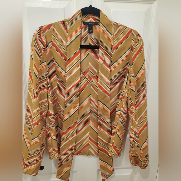 Retro look Forever 21 neck tie blouse, size S - Picture 6 of 7
